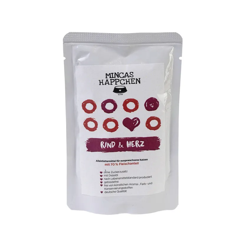 Sparpaket 24 x 95 g Mincas Häppchen Rind & Herz Katzen Nassfutter Nur Für Kurze Zeit